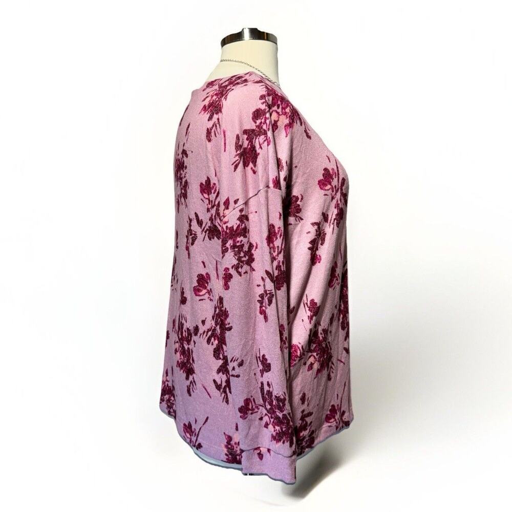 A.N.A. Mandy Sweater Floral Ruby Women’s Size 1X Shoulder Buttons - Picture 4 of 10